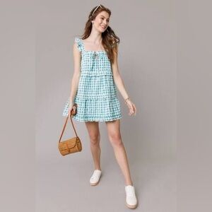 Francesca’s Janice Gingham Tiered Mini Dress